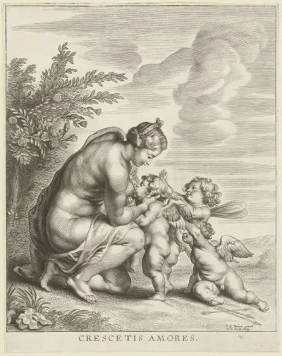 Venus zoogt drie Amors
