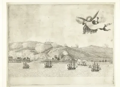 Verbranden van de suikermolens aan de Allerheiligenbaai bij Salvador, ca. 1640-1641