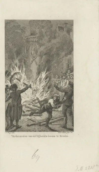 Verbranden van de Vrijheidsboom te Breda 1793