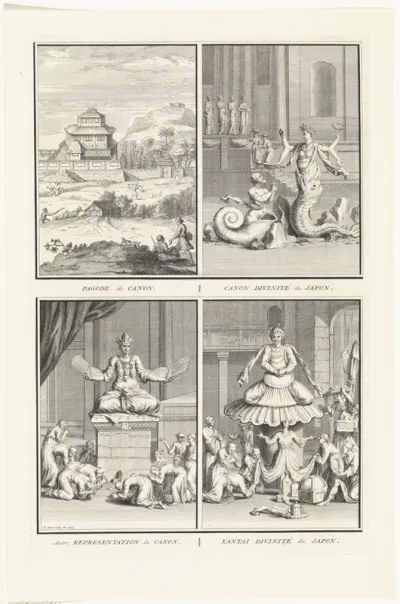 Verering van de Japanse goden Canon en Xanti
