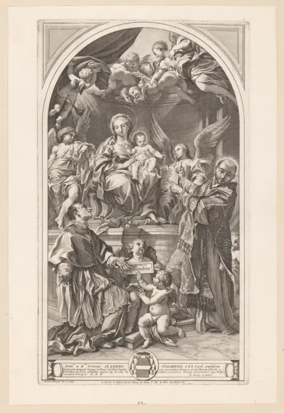 Verering van Maria en Kind door Carolus Borromeus en Ignatius van Loyola