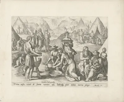 Vergaren van het manna in de woestijn