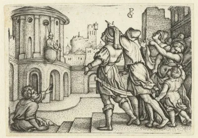 Vergilius in de mand opgehesen en bespot door mensen