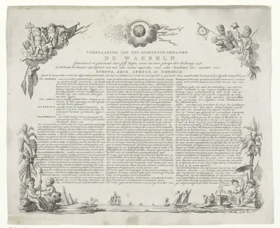 Verklarende tekst bij de prent "De Waereld"