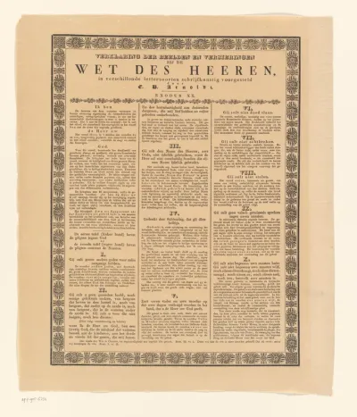 Verklaring van voorstellingen op de prent 'Wet des Heeren'