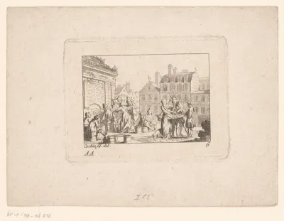 Verkoopster op een stadsplein
