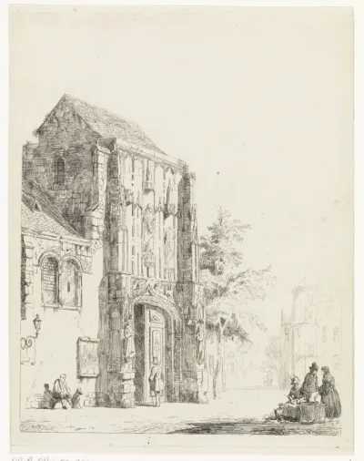 Verkopers voor een kerkportaal