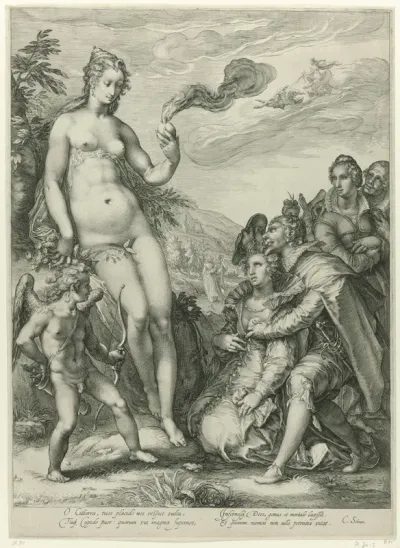 Verliefde paren betuigen eer aan Venus en Amor