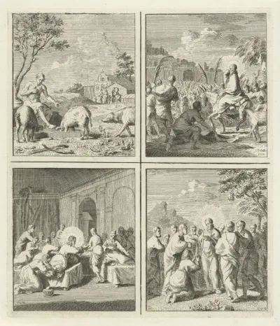 Verloren zoon / Intocht van Christus in Jeruzalem /  Maria Magdalena zalft de voeten van Christus /  Uitzending van de discipelen