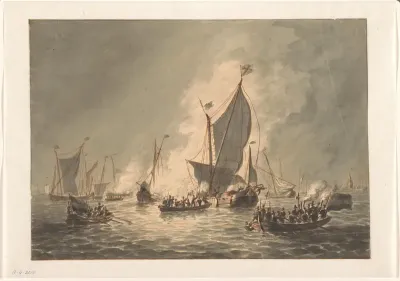 Vernielen en verbranden door de Watergeuzen van de Spaanse schepen bij Den Briel, 1572