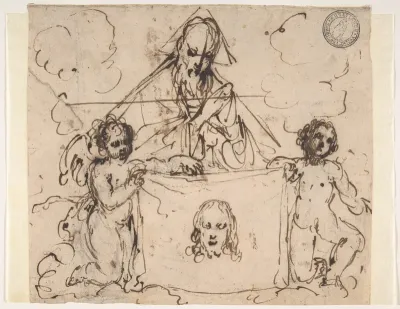 Veronica's Veil Held by Two Angels and God the Father(?)