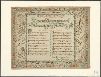 Vers bij het zilveren huwelijksjubileum van Dirk Blankert en Willemyntje Knuyt op 4 mei 1785