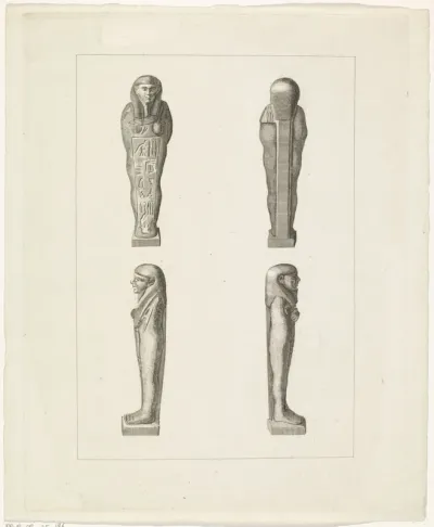 Verschillende aanzichten van een Egyptisch beeld