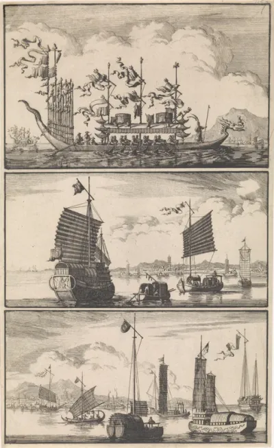 Verschillende Chinese vaartuigen
