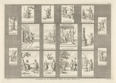 Verschillende classicistische illustraties van spreuken