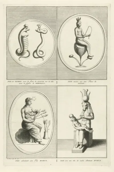 Verschillende gedaantes van Egyptische goden