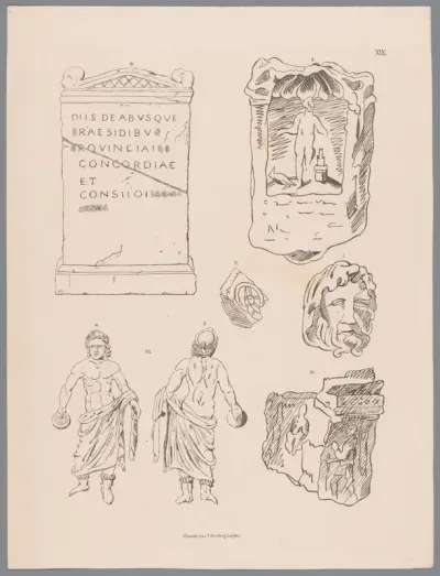 Verschillende Romeinse beelden en bouwfragmenten, pl. XIX