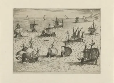 Verschillende schepen op zee, ca. 1550
