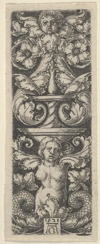 Vertical Panel with a Candelabrum Containing a Child's Head and a Woman with Two Fish Tails