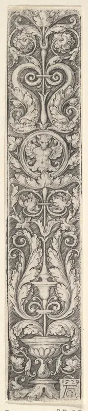 Vertical Panel with a Candelabrum Containing a Medallion with a Centaur and a Pair of Dolphins