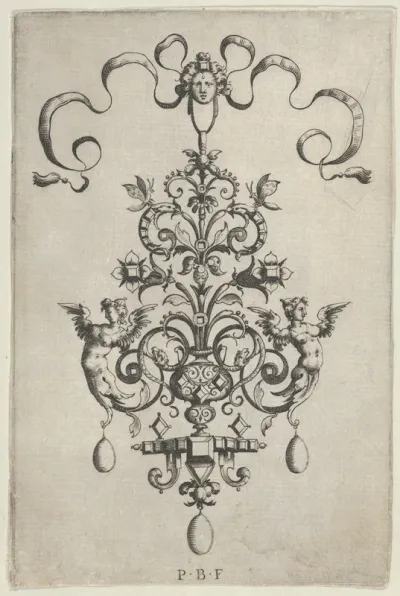 Vertical Panel with Design for a Pendant, from Ars His Myronis Nobilis Effingitus Pagellulis