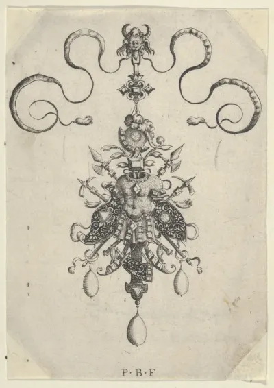 Vertical Panel with Design for a Pendant, from "Omnis Generis Instrumenta Bellica"