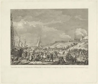 Vertrek van de prins van Oranje uit Scheveningen, 1795
