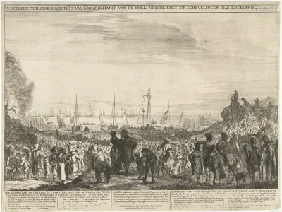 Vertrek van Karel II, koning van Engeland, met zijn vloot vanuit Scheveningen naar Engeland op 2 juni 1660