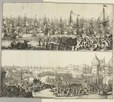 Vertrek van Willem III uit Hellevoetsluis en aankomst in Engeland, 1688