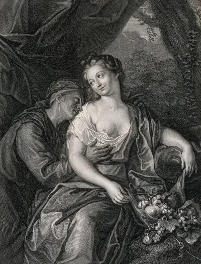 Vertumnus and Pomona as lovers