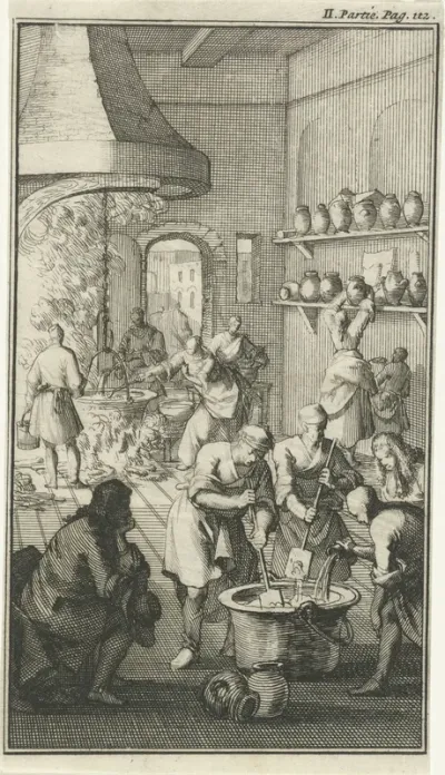 Vervaardiging van sorbet in een keuken te Rosette
