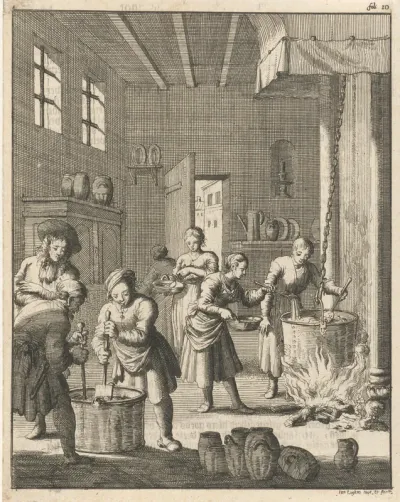 Vervaardiging van sorbet in een keuken te Rosette