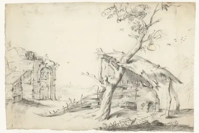 Vervallen bouwwerken in een landschap