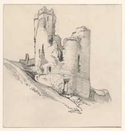 Vervallen toren van een kasteel