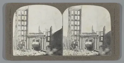 Verwoest Emma Spreckels Building na de aarbeving in San Francisco