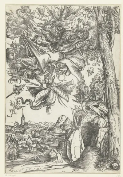 Verzoeking van Antonius met aanval door demonen