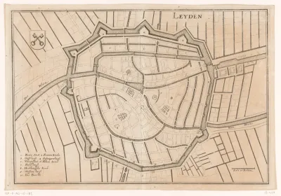 Vestingplattegrond  van Leiden