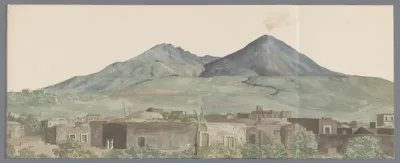 Vesuvius gezien vanaf Portici met lavastromen uit 1777, 1771 en 1731