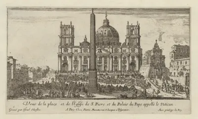 Veuë de la place et de l'Eglise de S. Piere et du Palais du Pape appellé le Vatican