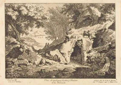 Veue de quelques Grottes solitaires de la Thebaide
