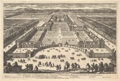 Veüe generale en Perspective du Château Bassecourt, Anticours, Jardins, &c. de Richelieu