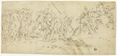 Via Crucis; Christ Falling Beneath the Cross (recto) Sketch of Male Nude (verso)