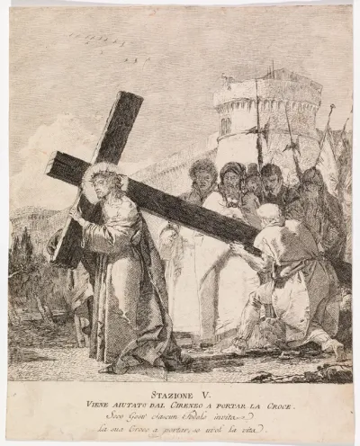 Via crucis - Station V. Simon of Cyrene Helps Jesus Carry the Cross
