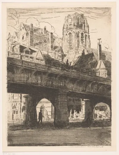 Viaduct bij de Sint-Laurenskerk in Rotterdam