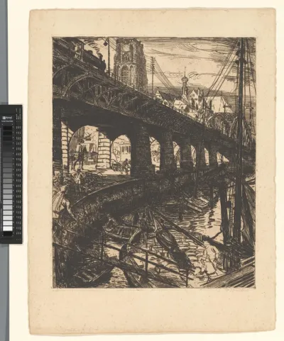Viaduct langs de Maaskant in Rotterdam
