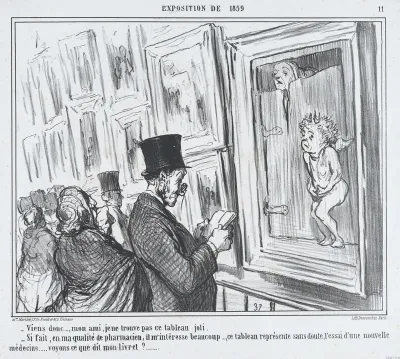 Viens donc..., mon ami, je ne trouve pas ce tableau joli, from L'Exposition de 1859, published in Le Charivari, June 21, 1859