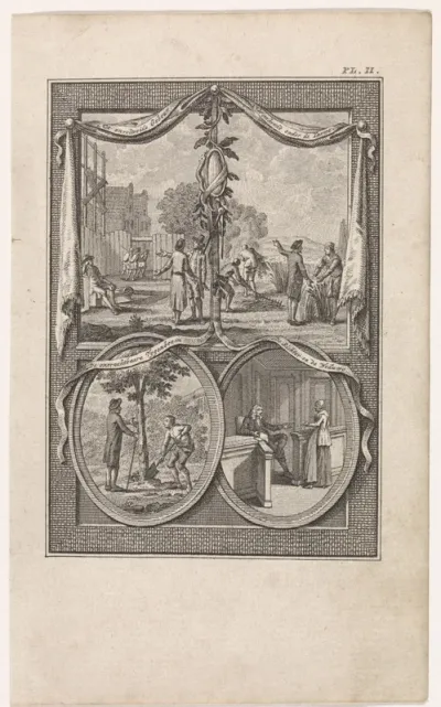 Vier bijbelse voorstellingen op een blad