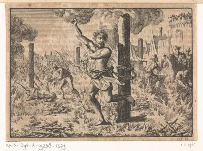 Vier brandstichters te Praag levend verbrand, ca, 1583