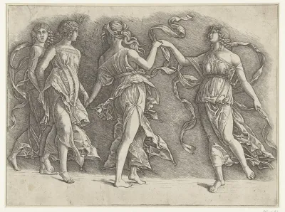 Vier dansende vrouwen