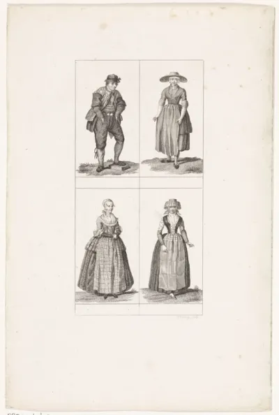 Vier figuren in Hollandse klederdracht